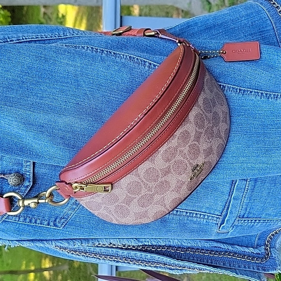 COACH Bethany Belt Bag Crossbody Signature Brown Leather with Classic Monogram - Picture 9 of 14